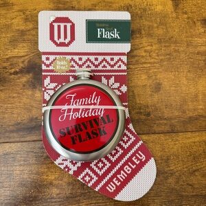 Family Holiday Survival Flask Stainless Steel Holds 10 oz. Wembley Whimsical